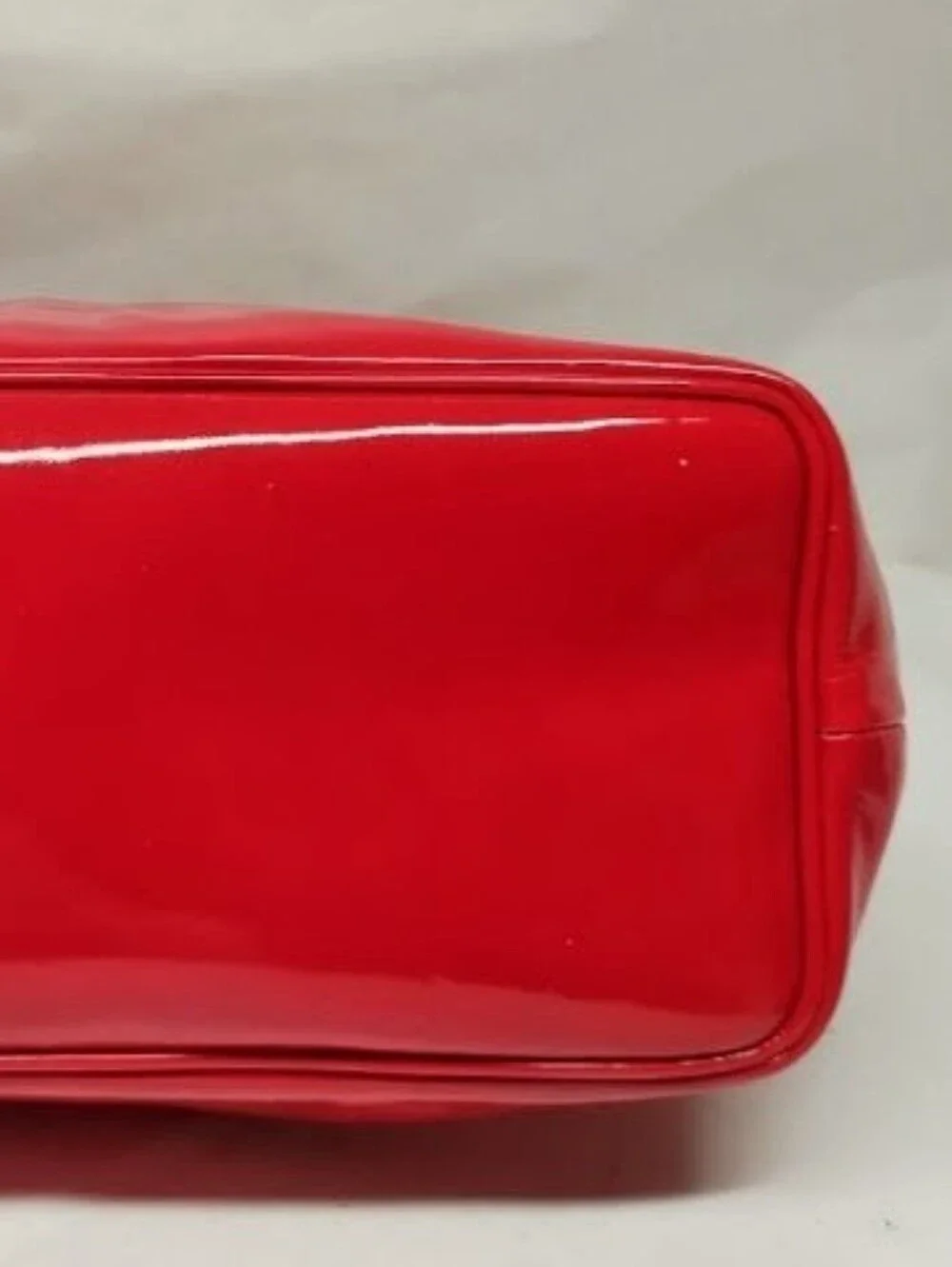 Celine Red Patent Leather Tote Bag With Padlock